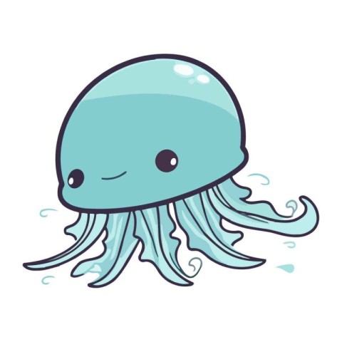 Cute cartoon octopus. Vector illustration isolated on white back