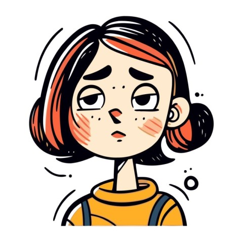 Cartoon illustration of a young woman with acne on her face.