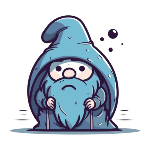 Cartoon illustration of gnome with a sad face. Vector clip art.