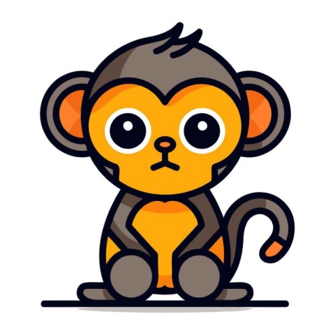 Cute cartoon monkey. Vector illustration isolated on a white bac