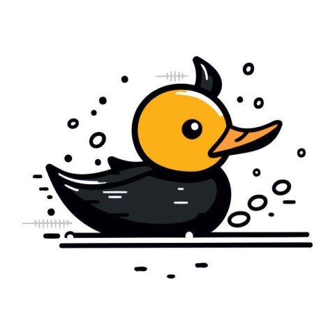 Cute duck. Vector illustration in flat style. Isolated on white