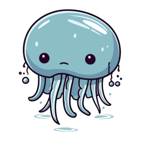 Cute cartoon jellyfish. Vector illustration of a cute jellyfish.