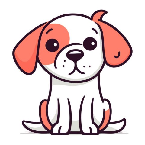 Cute cartoon dog. Vector illustration isolated on a white backgr