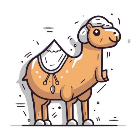 Camel vector illustration. Cute cartoon camel in flat style.