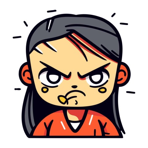 Angry girl cartoon character vector illustration. Cartoon angry