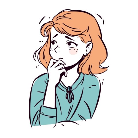 A vector illustration of a young red haired woman in a green jac