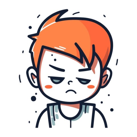 Crying boy cartoon character. Vector illustration in doodle styl