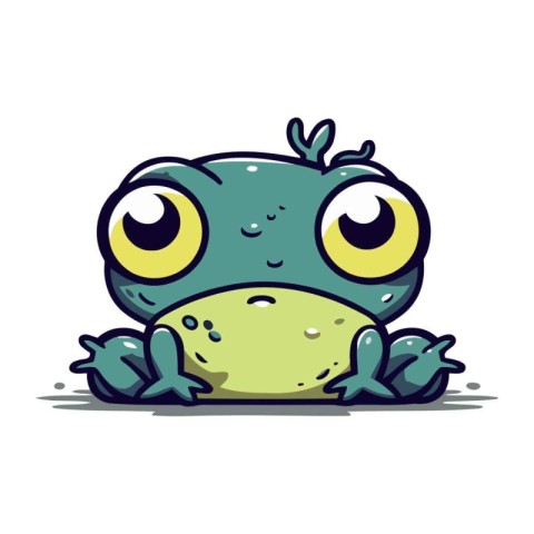 Cute cartoon frog isolated on a white background. Vector illustr