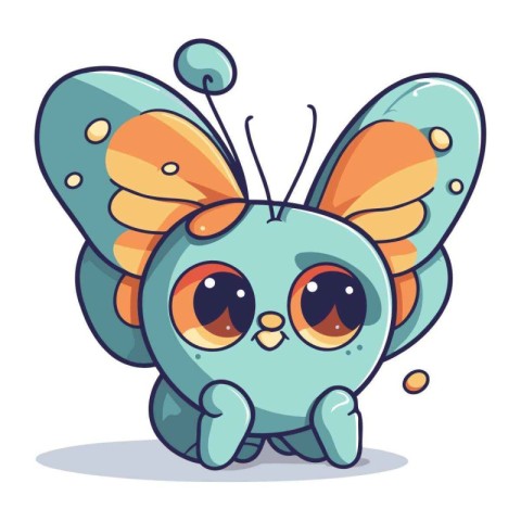 Butterfly character design. Cute cartoon insect. Vector illustra