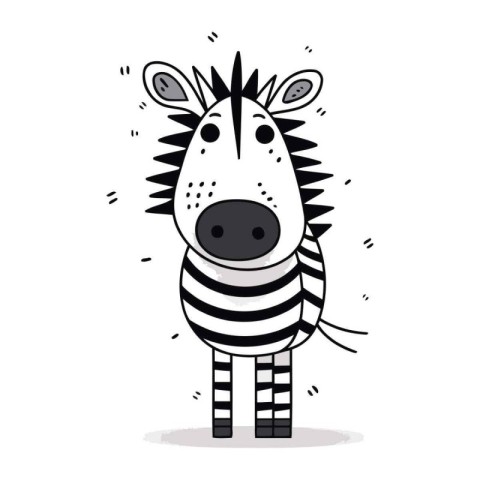 Zebra doodle vector illustration. Cute cartoon zebra.