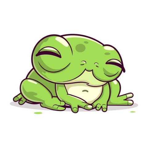 Cute green frog isolated on a white background. Vector illustrat