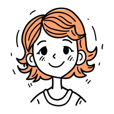 Vector illustration of a red haired girl with freckles.