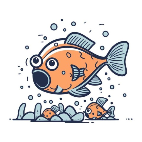 Cute cartoon fish. Vector illustration in doodle style.