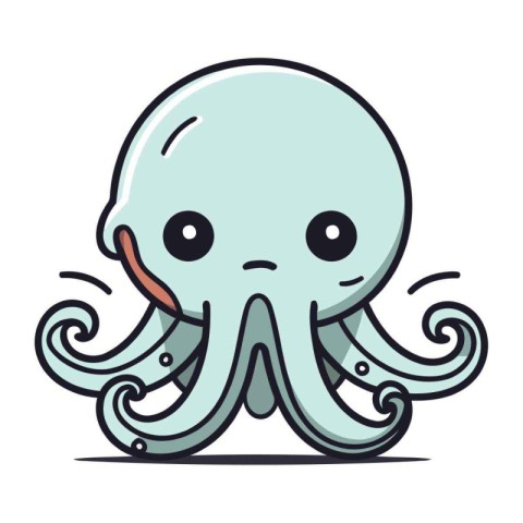 Cute cartoon octopus. Vector illustration of a cute octopus.