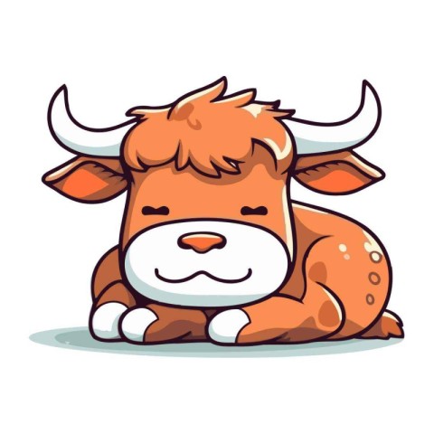 Cute cartoon bull. Vector illustration isolated on a white backg