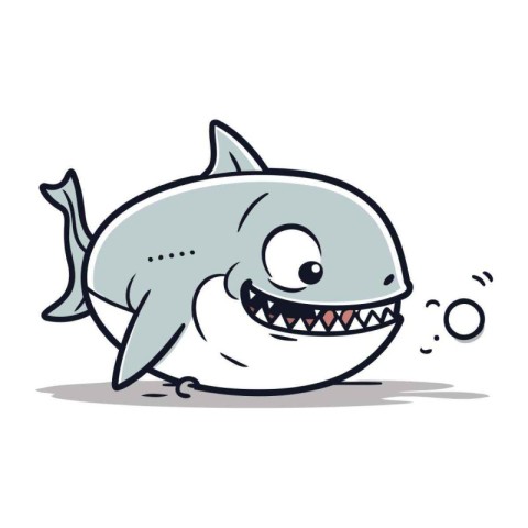 Shark cartoon character vector illustration. Cute funny shark ma