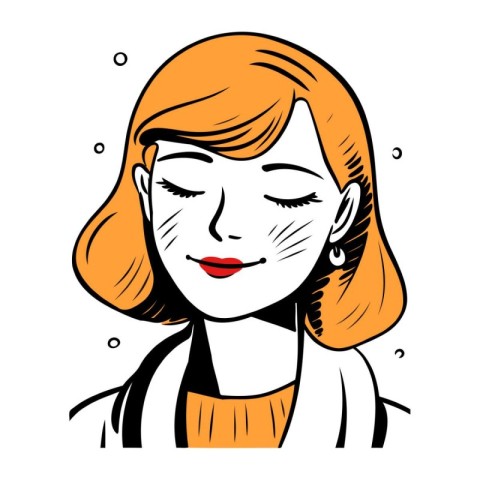 Vector illustration of a young beautiful woman with closed eyes