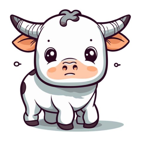 Cute cartoon cow. Vector illustration isolated on a white backgr