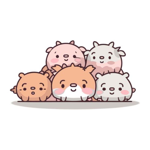 Cute little hedgehog family. Vector illustration in cartoon styl