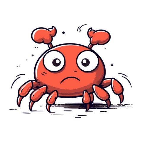 Funny cartoon crab. Vector illustration. Isolated on white backg