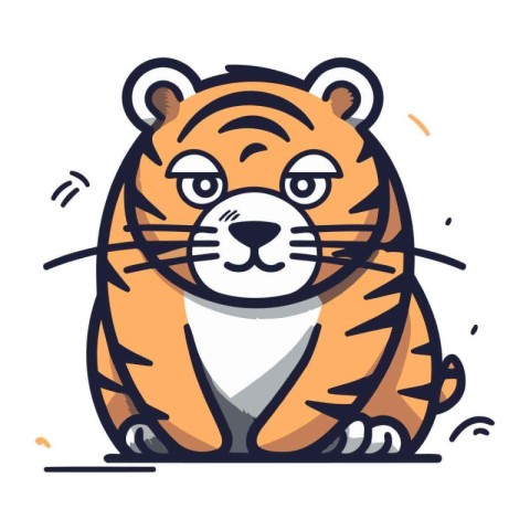 Vector illustration of tiger. Cute cartoon tiger character with