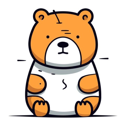 Cute cartoon bear. Vector illustration on white background. Isol