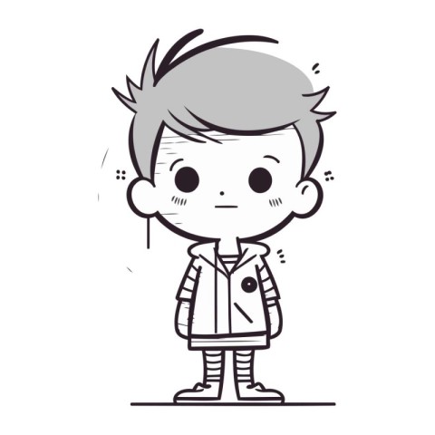 Illustration of a boy wearing a coat and looking at the camera