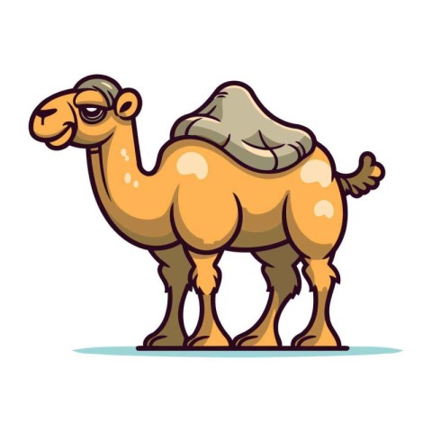 Cute camel isolated on white background. Cartoon style. Vector i