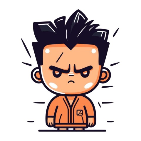 Angry boy cartoon character. Vector illustration in a flat style