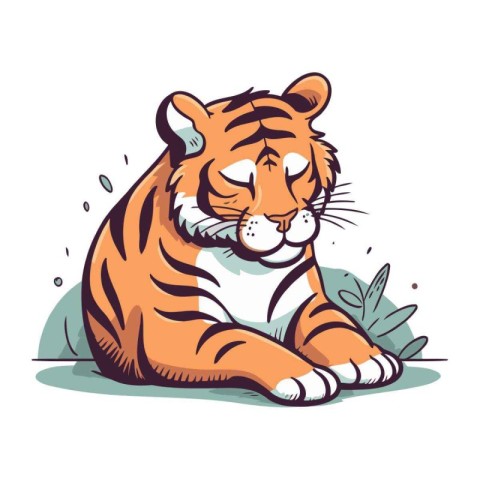 Vector illustration of a tiger. Isolated on a white background.