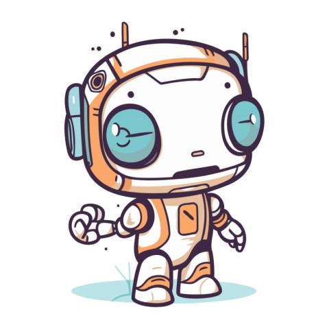 Cute cartoon astronaut with headphones. Vector illustration for