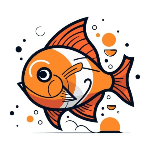 Vector illustration of cartoon fish in flat line style on white