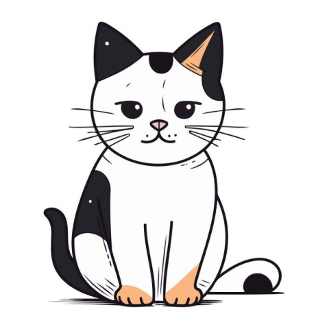 Cute cartoon cat vector illustration. Isolated on white backgrou