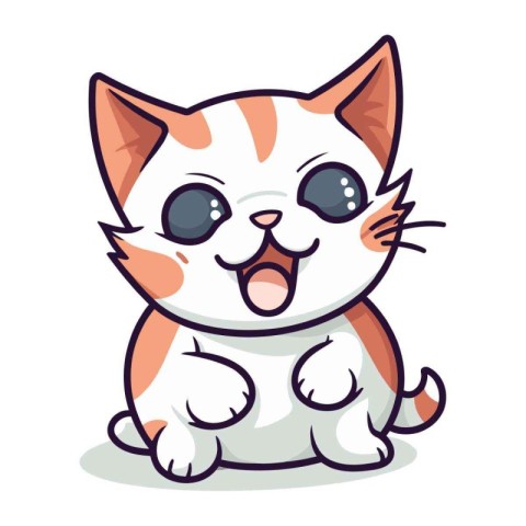 Cute cartoon cat isolated on a white background. Vector illustra