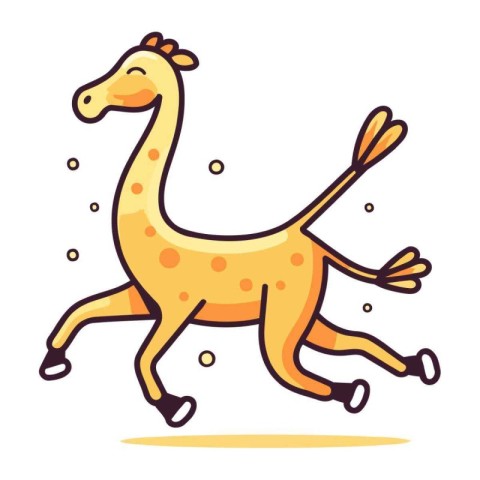 Cute cartoon giraffe running. Vector illustration in flat style.