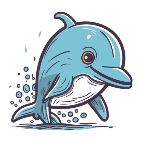 Illustration of a cute dolphin. Vector illustration isolated on