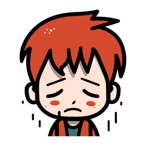 Sad boy cartoon icon. Vector illustration of sad boy cartoon ico