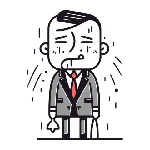 Businessman in suit and tie. Vector illustration in doodle style