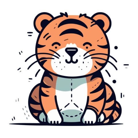 Cute cartoon tiger. Vector illustration in a flat style. Isolate