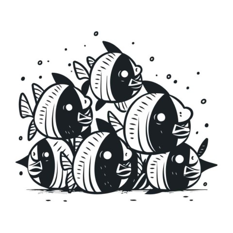 Cute hand drawn doodle cartoon fish. Vector illustration.