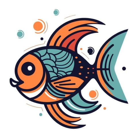 Cute cartoon fish. Vector illustration in doodle style.