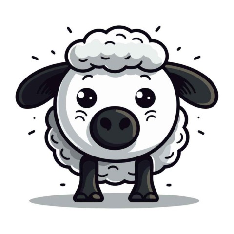 Cute Sheep Face Cartoon Mascot Character Vector Illustration.