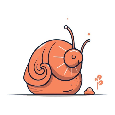 Cute cartoon snail. Isolated on white background. Vector illustr