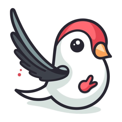 Vector illustration of a cute little snowman with wings and red