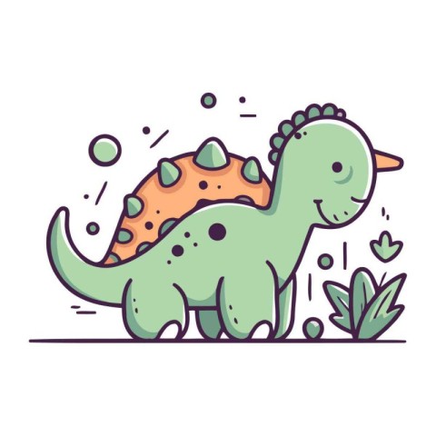 Cute cartoon dinosaur vector illustration. Isolated on white bac