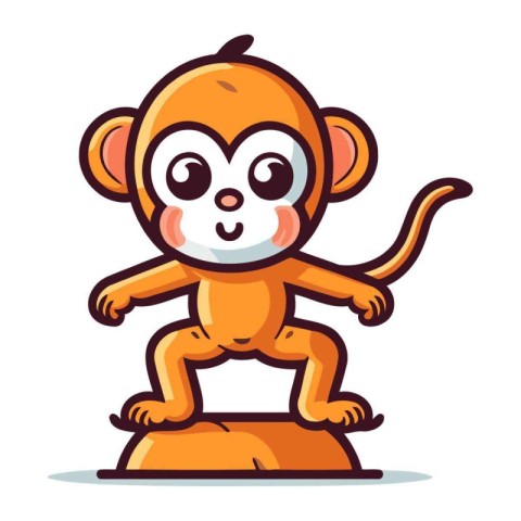 Cute cartoon monkey. Vector illustration isolated on a white bac