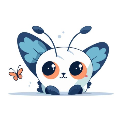 Cute cartoon butterfly character. Vector illustration in flat de