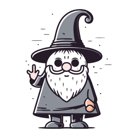 Wizard cartoon character design. Vector illustration. Isolated o