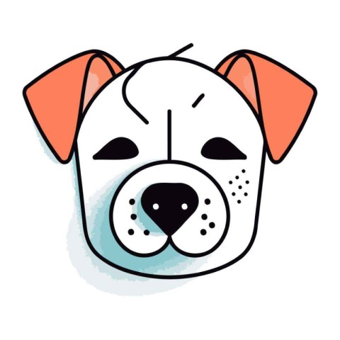 Cute cartoon dog face. Vector illustration of a dog head.