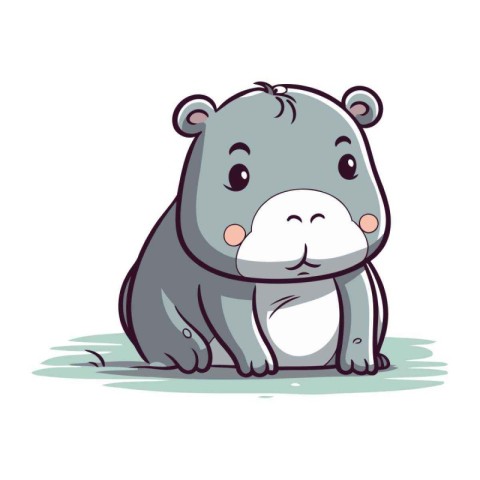 Cute hippo cartoon. Vector illustration of a cute hippo.